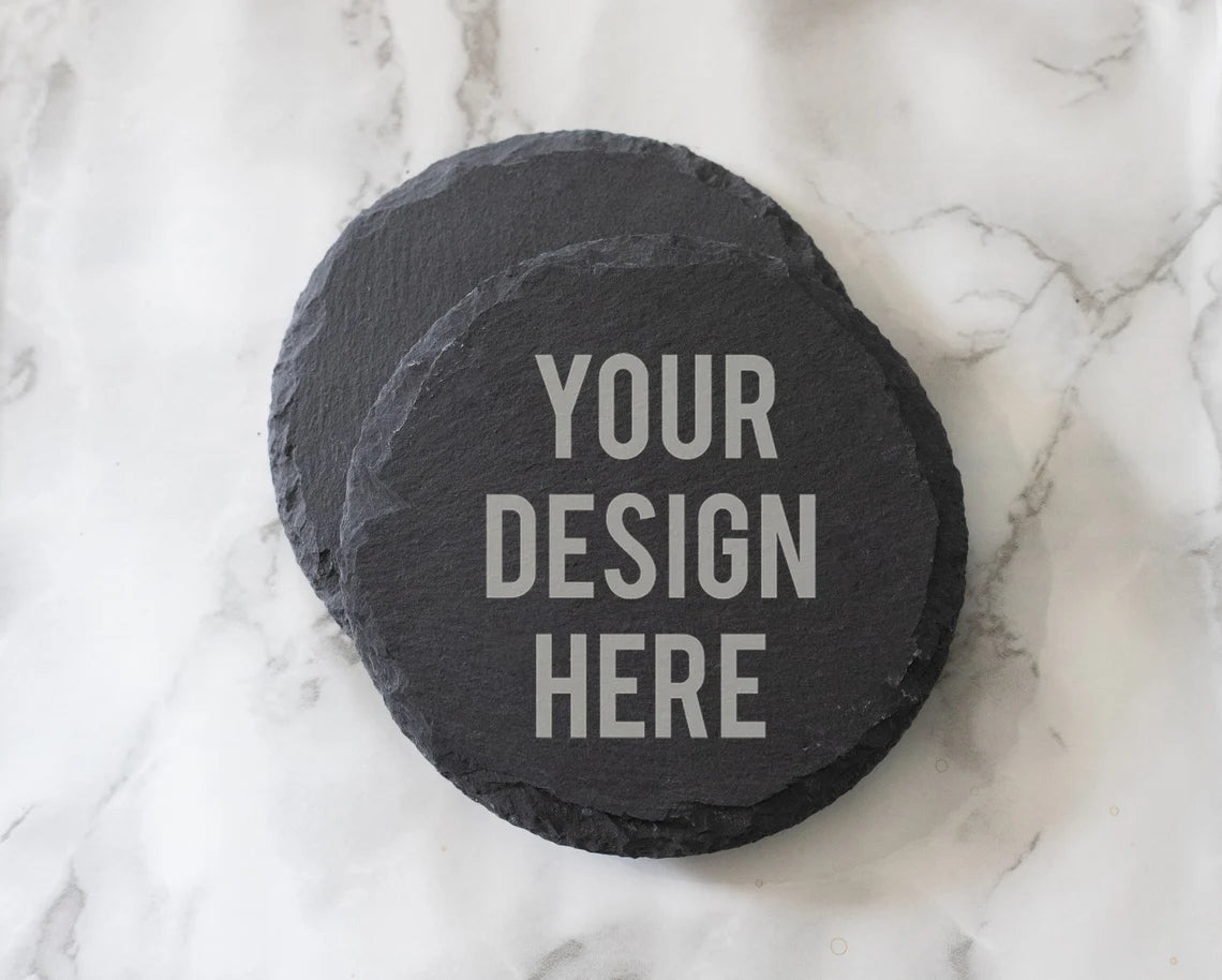Custom Engraved 4" Round Slate Coasters