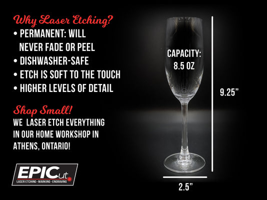 Custom Engraved 8.5 oz Champagne Flute