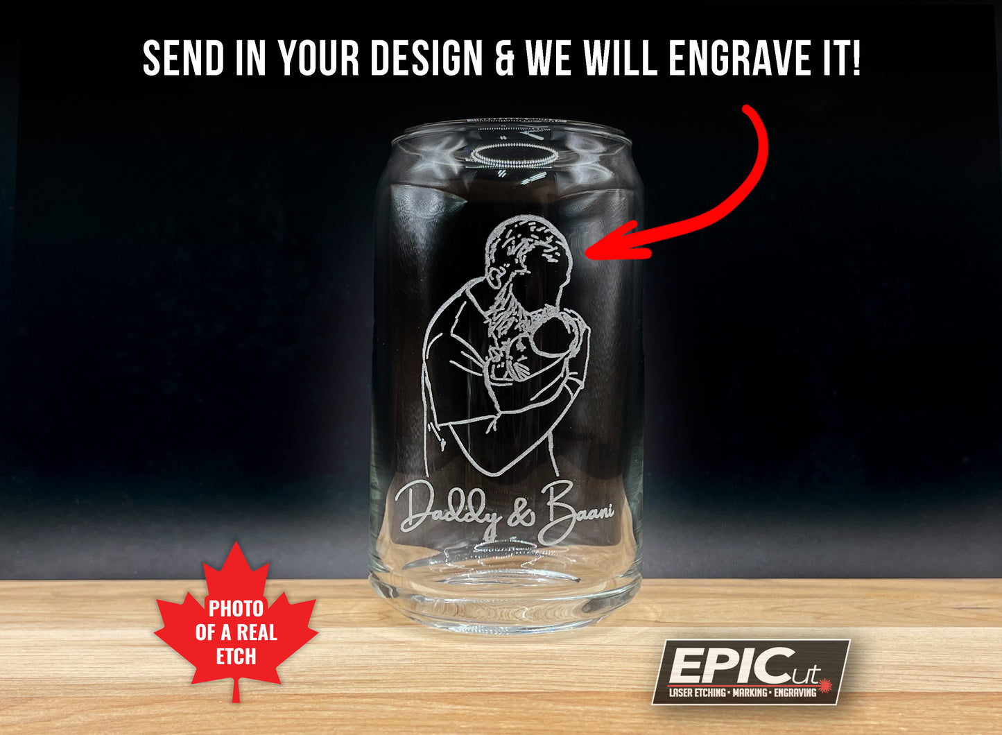 Custom Engraved 16oz Beer Can Glass