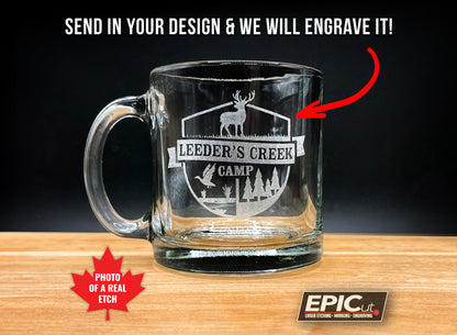 Custom Engraved 13oz Glass Coffee/Tea Cup