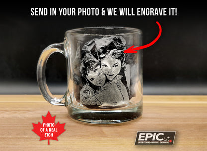 Custom Engraved 13oz Glass Coffee/Tea Cup