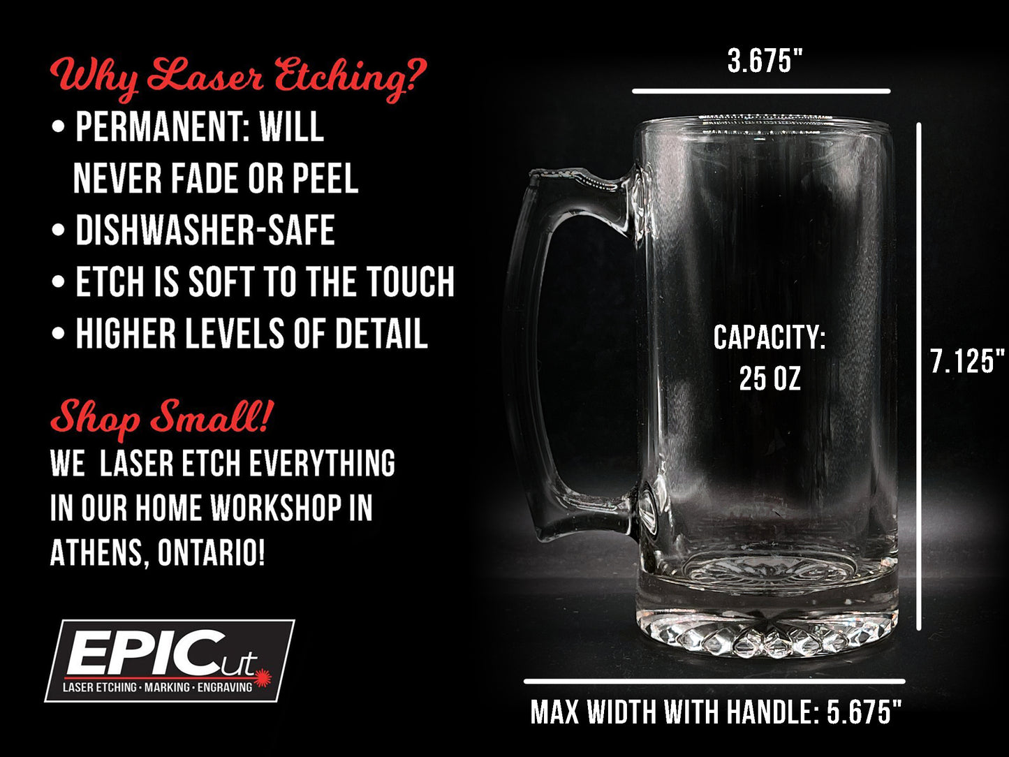 Custom Engraved 25 oz Large Beer Mug