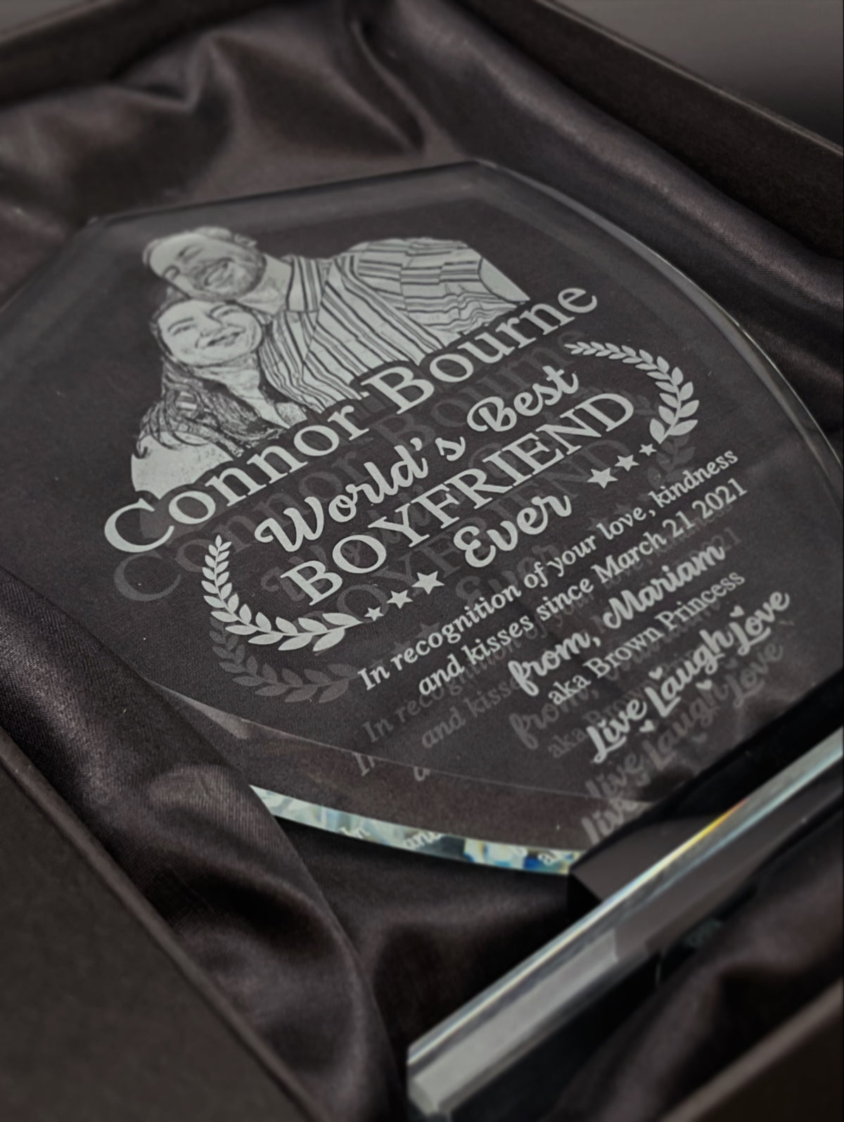 Custom Engraved Shield Glass Award - "Conquest"