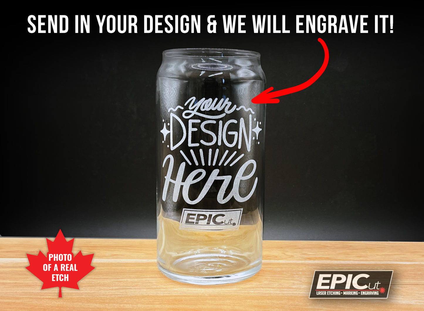 Custom Engraved 20 oz Large Can Glass