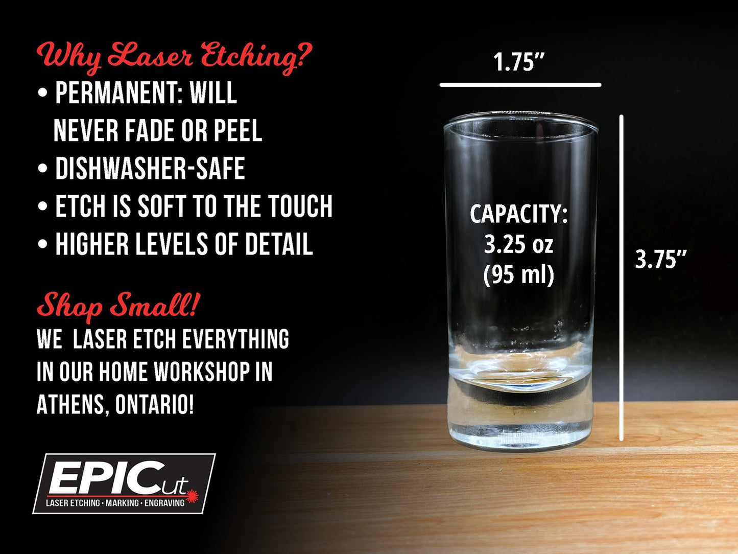 Custom Engraved 3.25 oz Tall Shot Glass