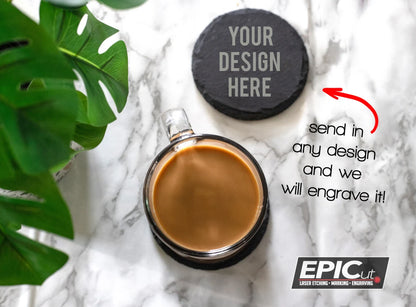 Custom Engraved 4" Round Slate Coasters
