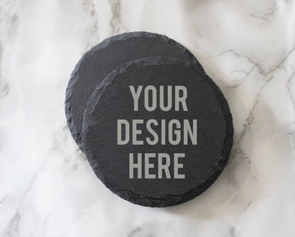 Custom Engraved 4" Round Slate Coasters