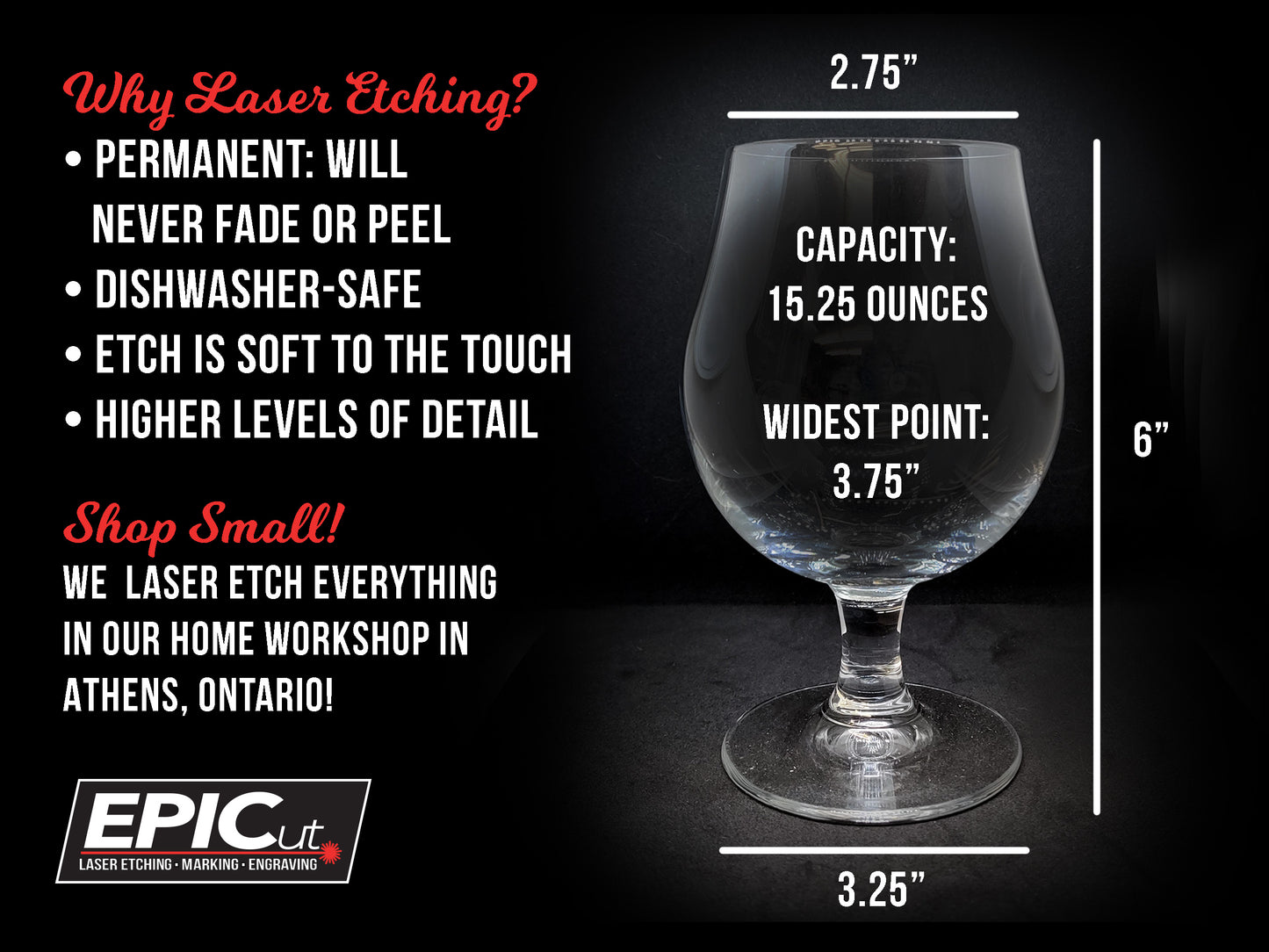 Custom Engraved 16oz Belgian Beer Stemmed Glass