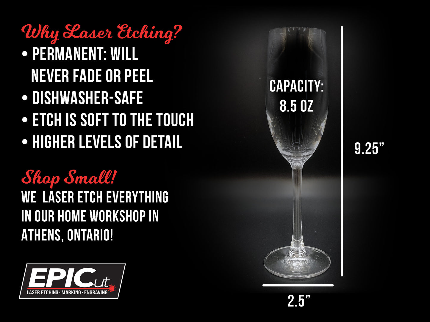 Custom Engraved 8.5 oz Champagne Flute