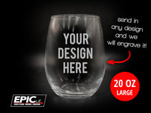 Load image into Gallery viewer, Custom Engraved 20oz Large Stemless Wine Glass
