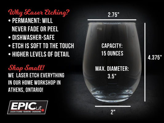 Custom Engraved 15oz Stemless Wine Glass