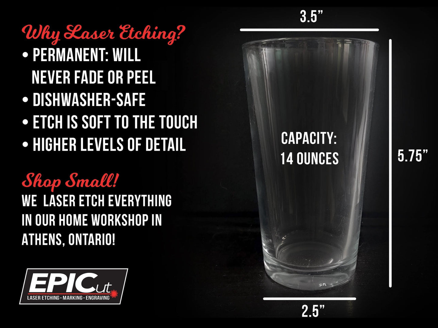 Custom Engraved 16oz Tall Glass