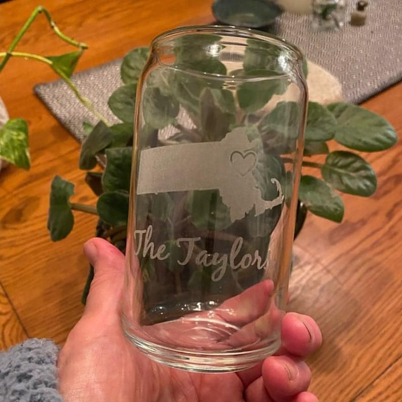 Custom Engraved 16oz Beer Can Glass