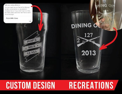 Custom Engraved 20 oz British Pub Glass