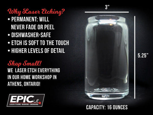 Custom Engraved 16oz Beer Can Glass