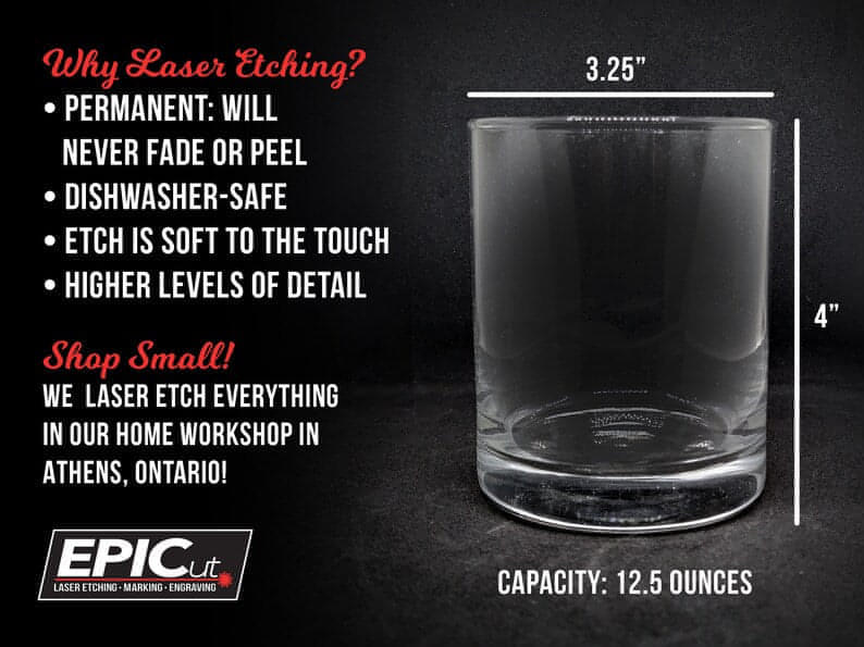 Custom Engraved 12.5 oz Large Whiskey/Scotch Glass