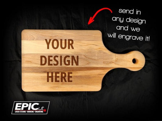 Custom Engraved Wood Paddle Serving Board - 7" x 14"