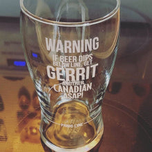 Load image into Gallery viewer, A pint glass engraved with a funny text saying
